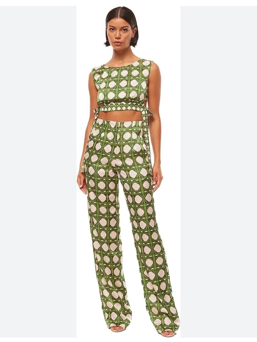 Misa Olena Top in Rattan Tile Mix Green Print